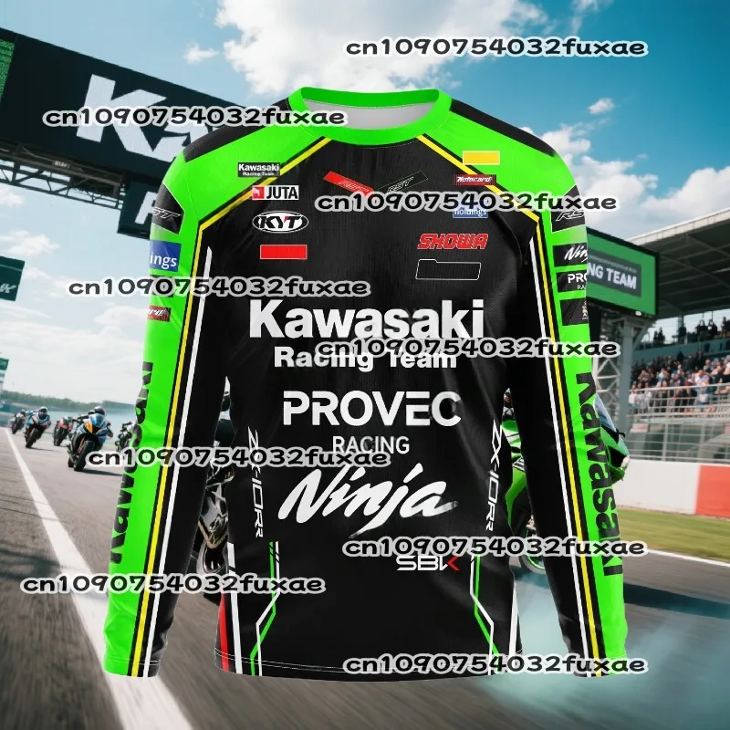

Kawasaki Motorcycle Racing Teams Men Long Sleeve T-shirt 2025 New Sports Children Tee Shirts Sports Fans Women Clothes Tops