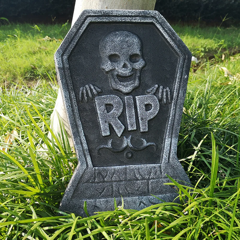 3 PCS Halloween Simulation Foam Tombstone Tombstones Prop Props Bar Froth Decollation Skull Room Ornament