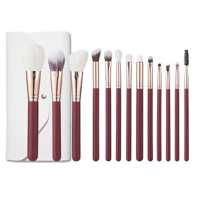 Juego de brochas de maquillaje: 13 brochas de lana para sombra de ojos y colorete, juego de herramientas de belleza de Cangzhou