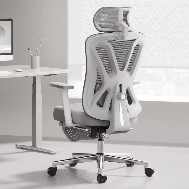 Ergonomic Office Chair, Desk Chair with Adjustable Lumbar Support and Height, Comfortable Mesh Computer Chair with Foot