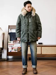 Red Tornado N-3B Cold Weather Parka Military Men's Hooded Nylon Flight Jacket