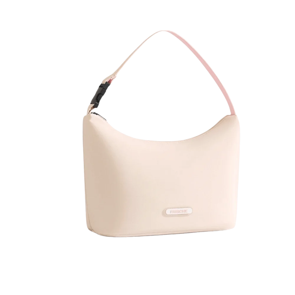 Large Capacity Striped Insulated Lunch Bag Waterproof Lightweight Thermal Cooler Tote Solid Color Shoulder Strap