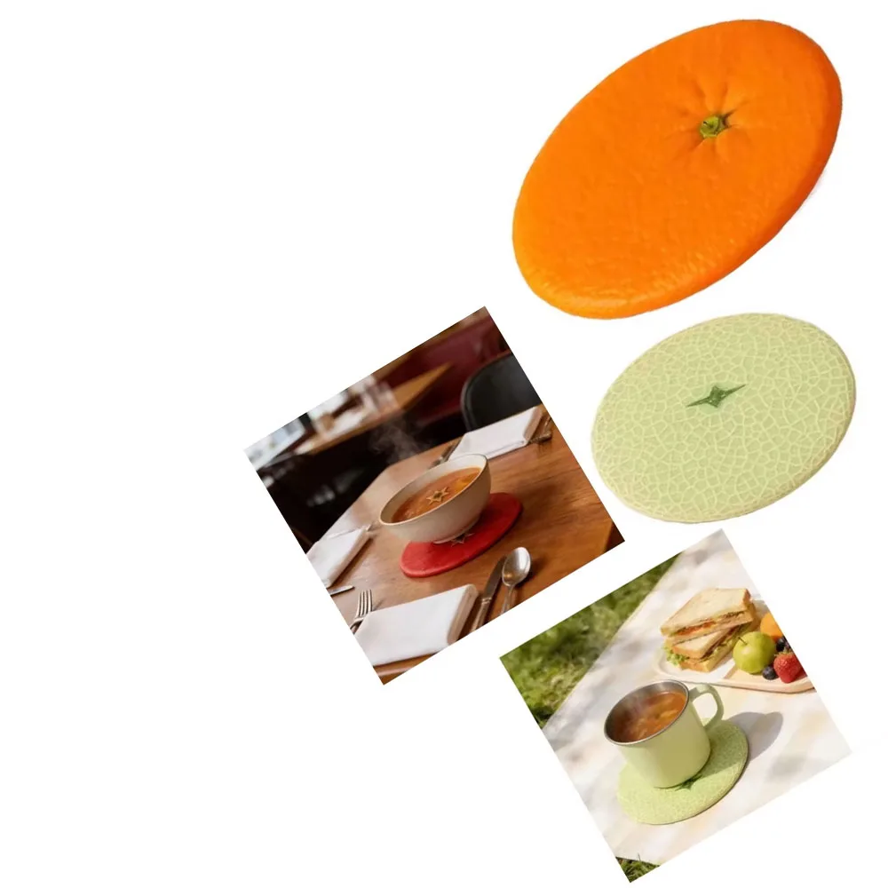 

Honeydew Fruit Coaster Acrylic Cute Creative Orange Fruit-Shaped Heat-Resistant Coaster Dining Table Decoration Accessories