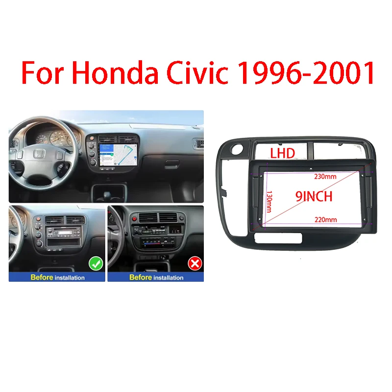 

7/9 Inch Car Fascia Frame Adapter For Honda Civic 1996-2001 Android Radio Dashboard Fitting Panel Kit Face Plate