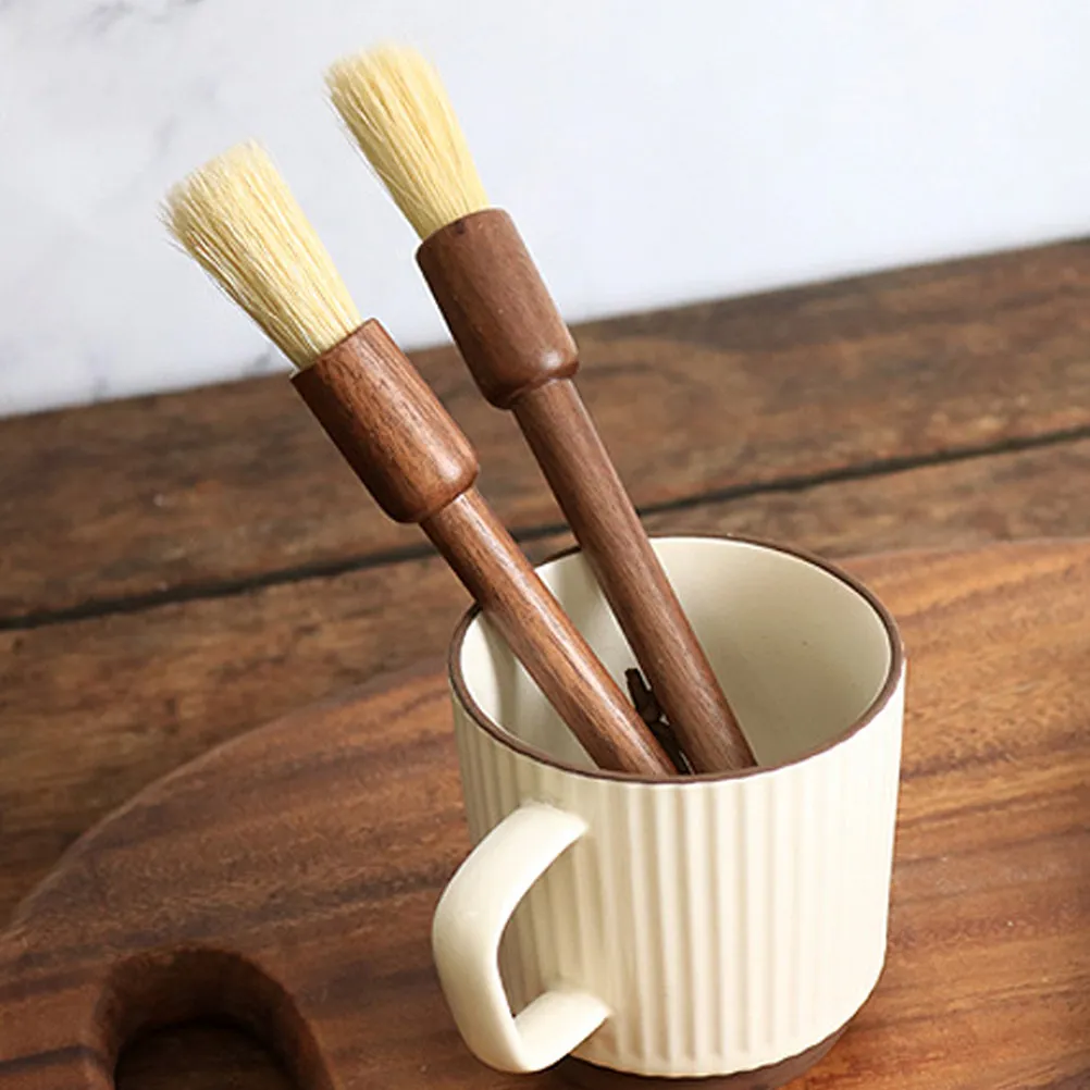 Coffee Machine Cleaning Brush with Wooden Handle High Temp Resistant Dense Bristles for Espresso Grinder Keyboard