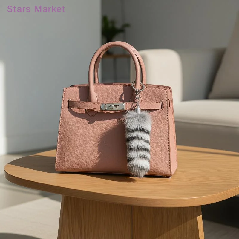 NewFox Tail Keychain Irregular Car Keychain Bag Pendant Tail Animal Style Leopard Colored Keychain Cute Plush Keychain For Women