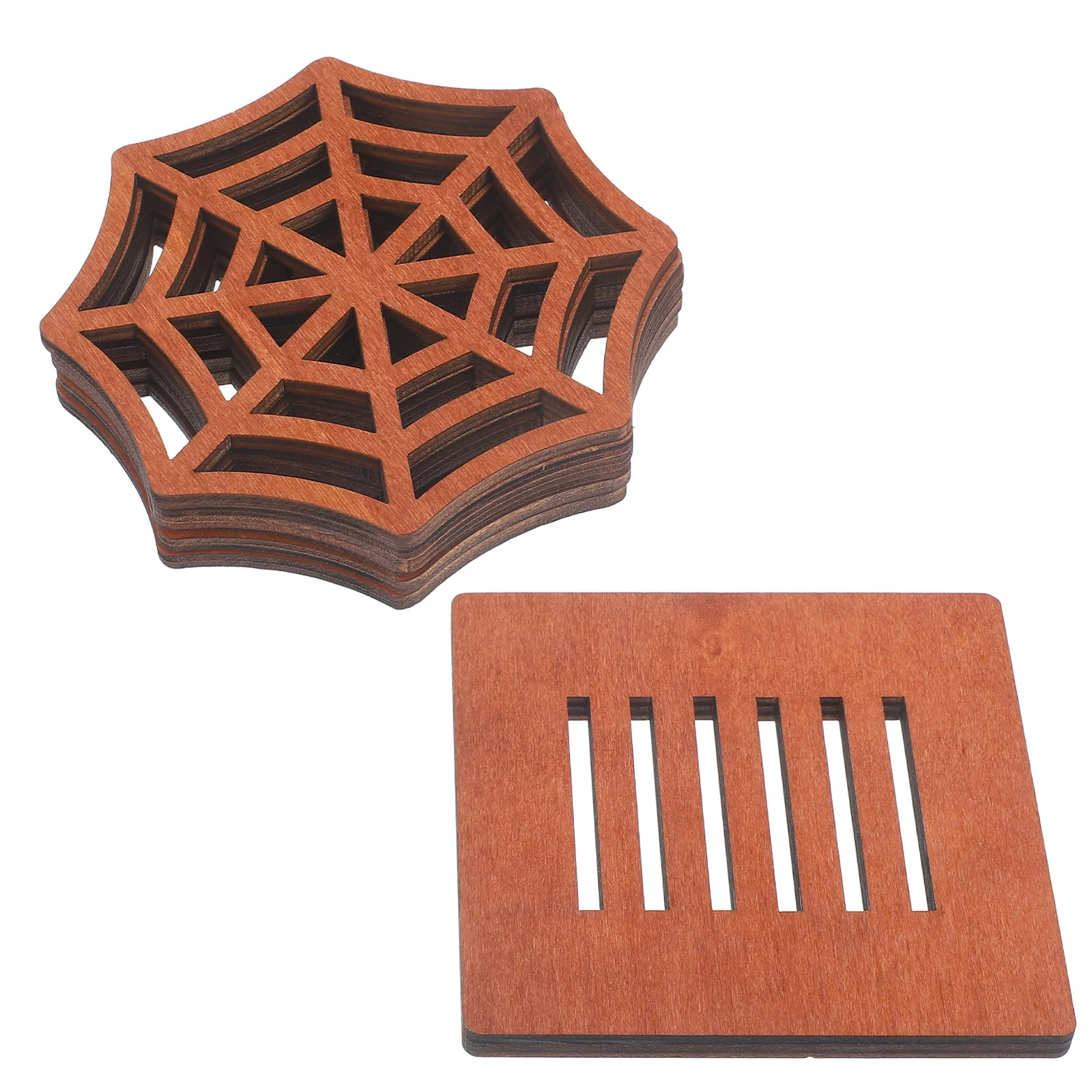 

1Set Wooden Spider Web Coasters Halloween Cup Holder Heat Insulation Pads for Coffee Shop Home Use Coaster Web Coaster
