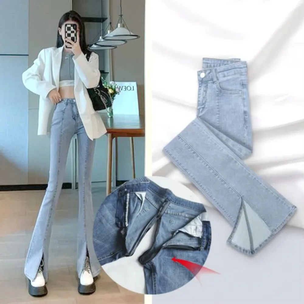 

Open Fork Wide Leg Jeans Women,Invisible Open Crotch Outdoor Sex High Waist,Slim,Flare Pants,Exoticism Slacks,Women's Clothing