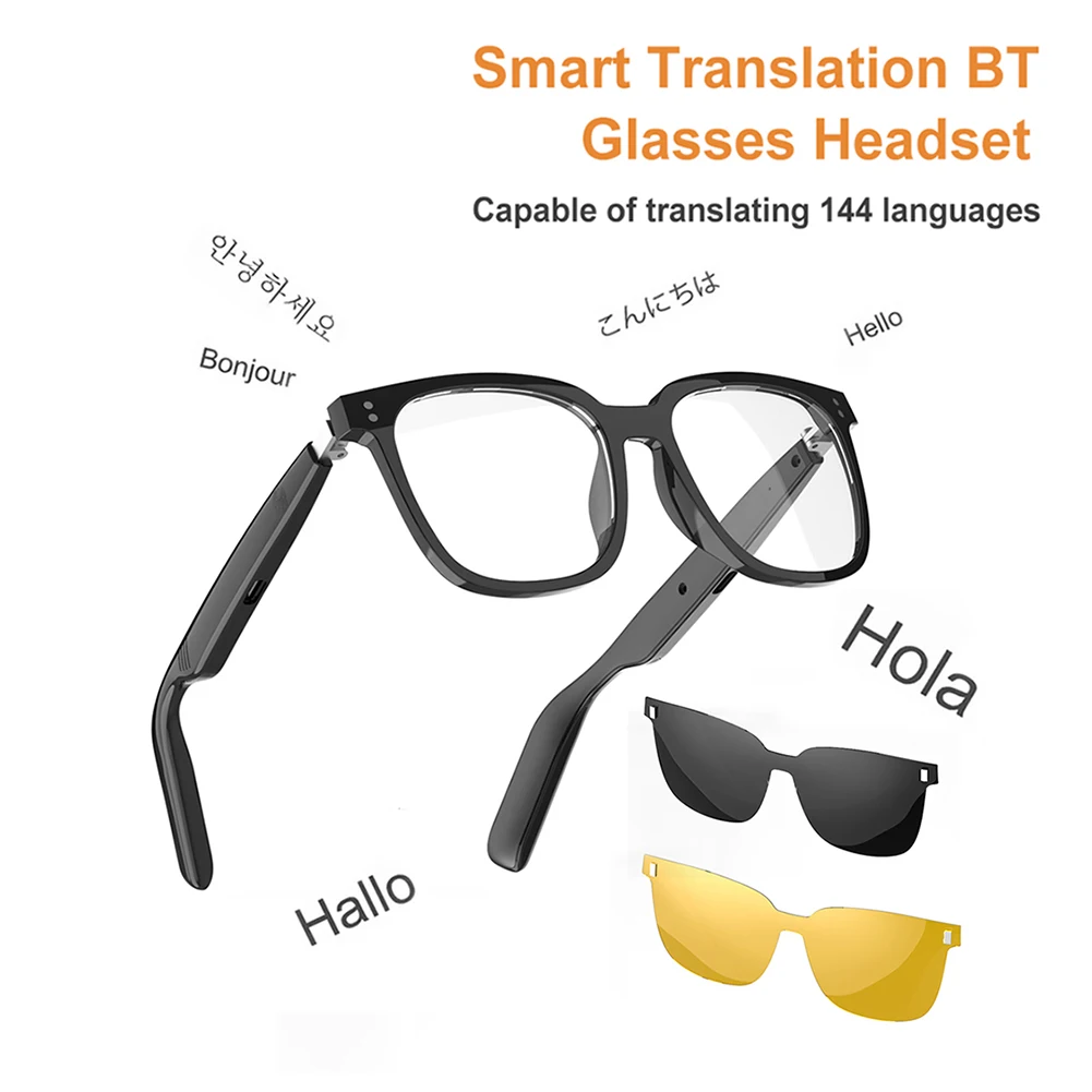 AI Smart Translate Eyeglasses BT 5.4 Call Intelligent Translator Glasses Rechargeable Polarized Lens Smart Glasses for Men Women
