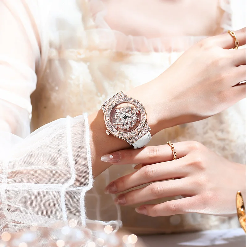 ساعة كوارتز نسائية موضة فاخرة ماركة uالتايلاندية H164 درجة دوران 360 درجة مقاومة للمياه ساعات نسائية جلدية مريحة هدية