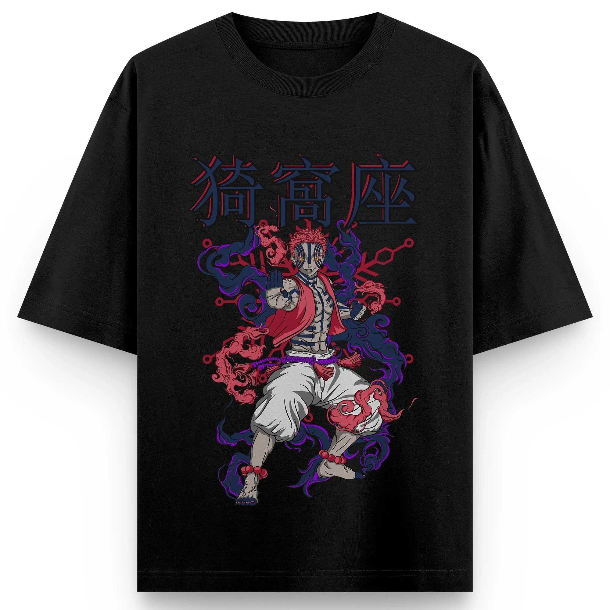 Demon Slayer Kimetsu No Yaiba Akaza Upper Moon Three Grafikdruck-Baumwoll-T-Shirts für Männer 2025, Sommer, Anime, Streetwear, kurz