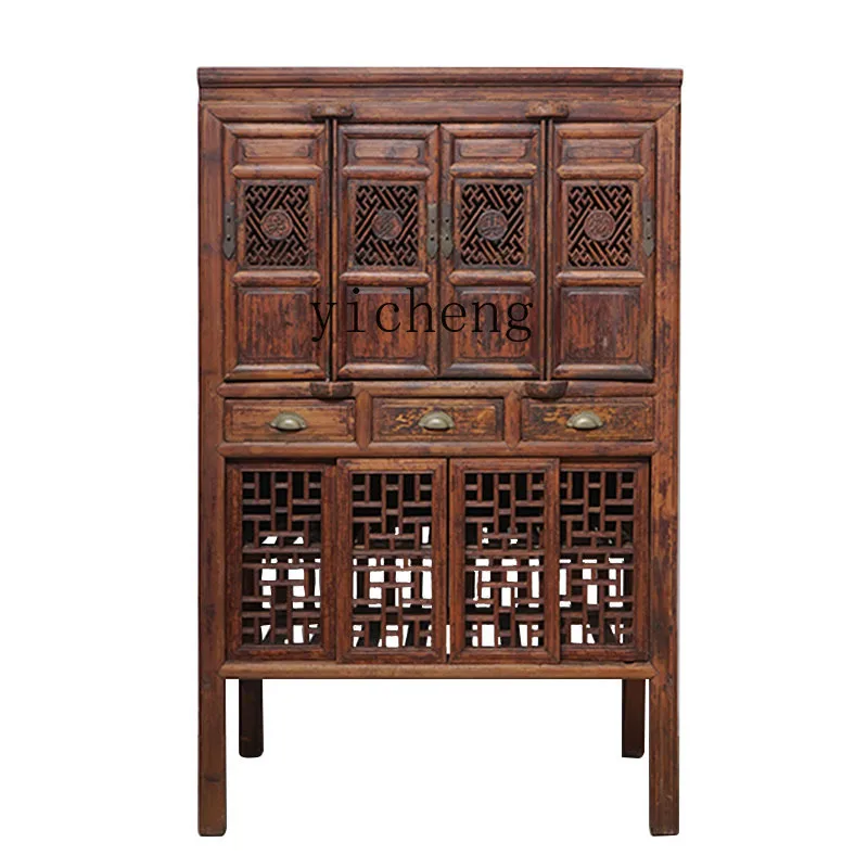 

Yy Chinese Old Furniture Sideboard Cabinet Kitchen Locker Tea Cabinet Solid Wood Old Elm