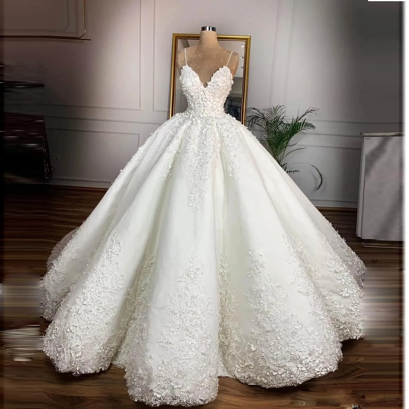 Robe de Mariée Vintage à Bretelles Spaghetti, avec Appliques en Dentelle, Longueur au Sol, sur Mesure