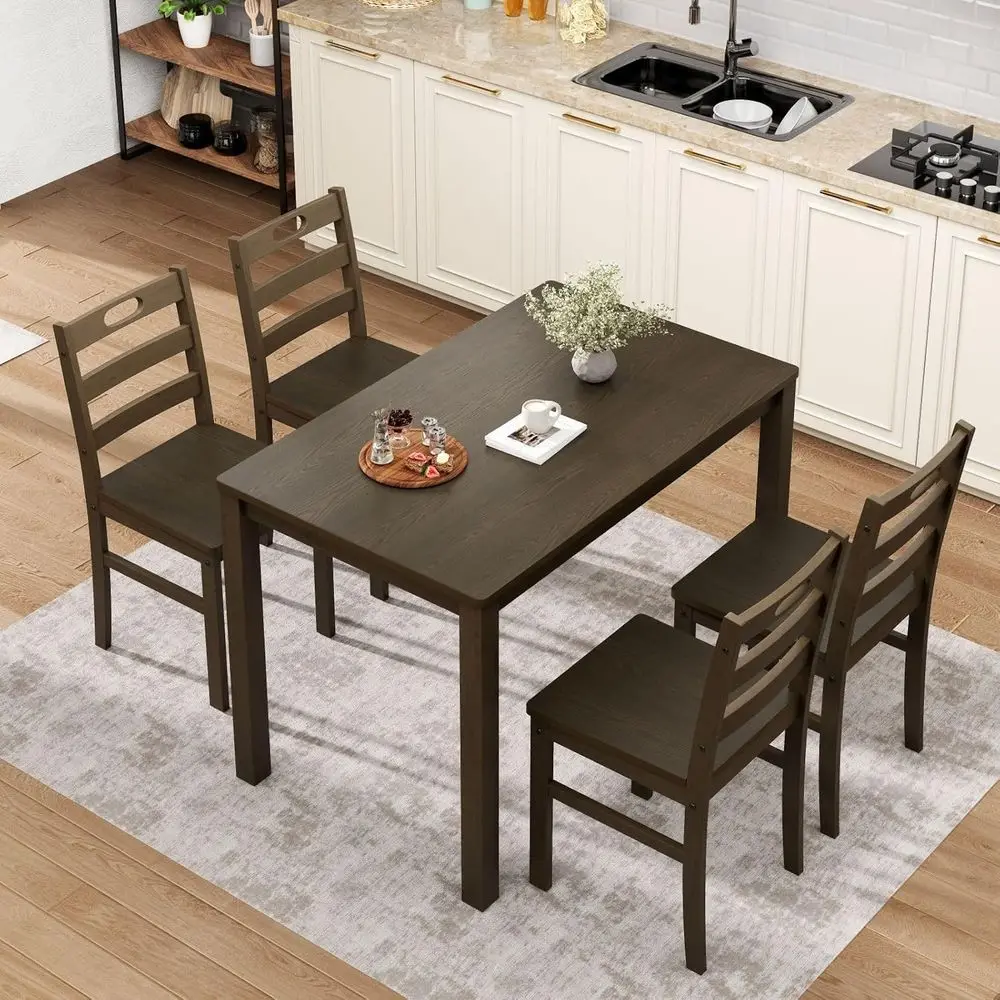 

5 Piece Dining Table Set or 4, Wood Kitchen Table and Chairs,Space-Saving armhouse Dining Sets,k Walnut