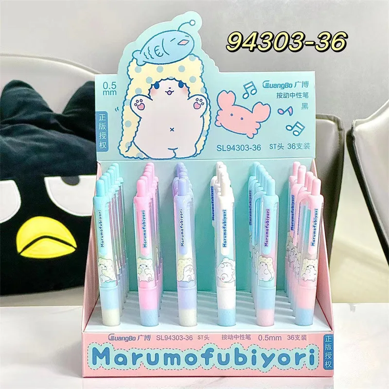 2/36pcs New Sanrio Marumofubiyori Blanket Bear Press Neutral Pen Cute Kuromi Melody Writing Pens Office Stationery Wholesale