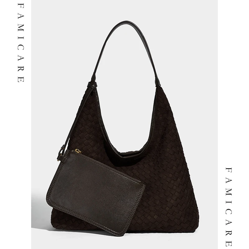 

2025 New PU Leather Handwoven Tote Bag Spacious Underarm Single Shoulder Bag Women Commuting Minimalist Unique Shopping Handbag