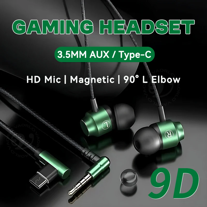 NEW 9D HIFI heavy bass gaming headset 3.5MM AUX/Type-C Digital Chip magnetic music earbuds in-ear headphones For Samsung/iPhone image 3