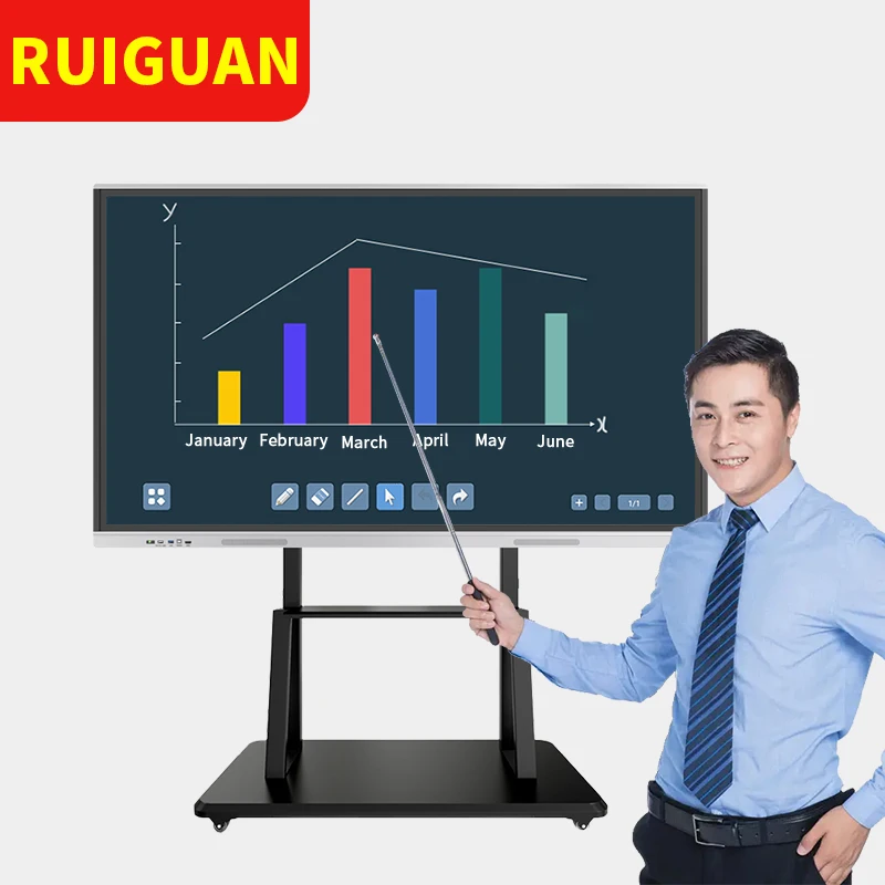 

85 Inch 4K 8G+256G Digital Interactive Flat Panel Display 40 Touch Points Smart Digital Interactive Whiteboard