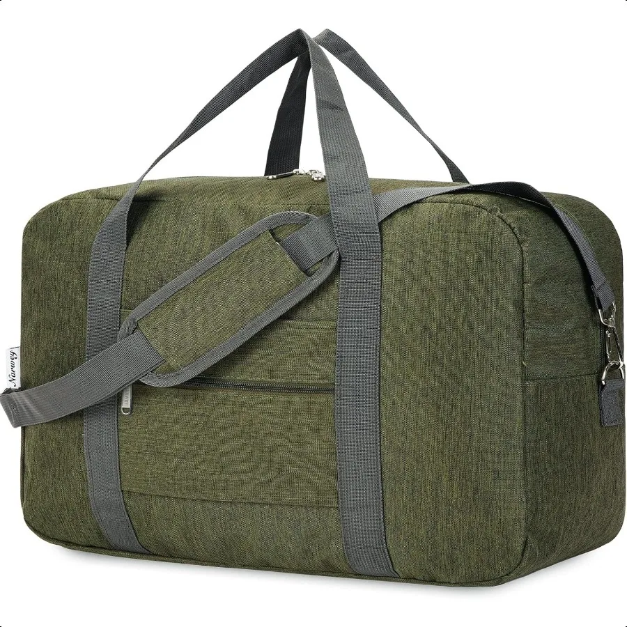 

For United Airlines Foldable Carry on Bag 22x14x9 Travel Duffel Bag Packable lage Duffle for Women and Men 40L Army Green