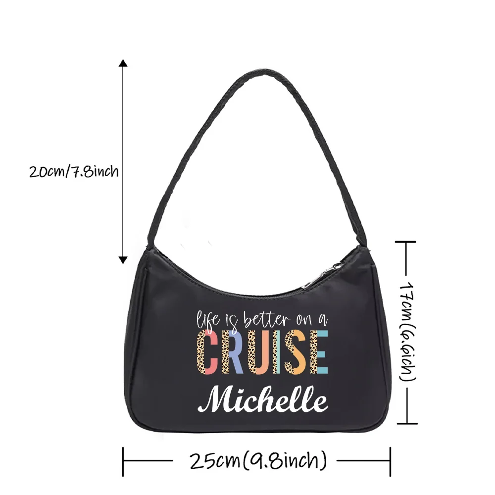 Personalized Customized Name Nylon Underarm Bag Durable Mini Phone Purse Fashion Casual Cosmetic Storage Pack High Quality