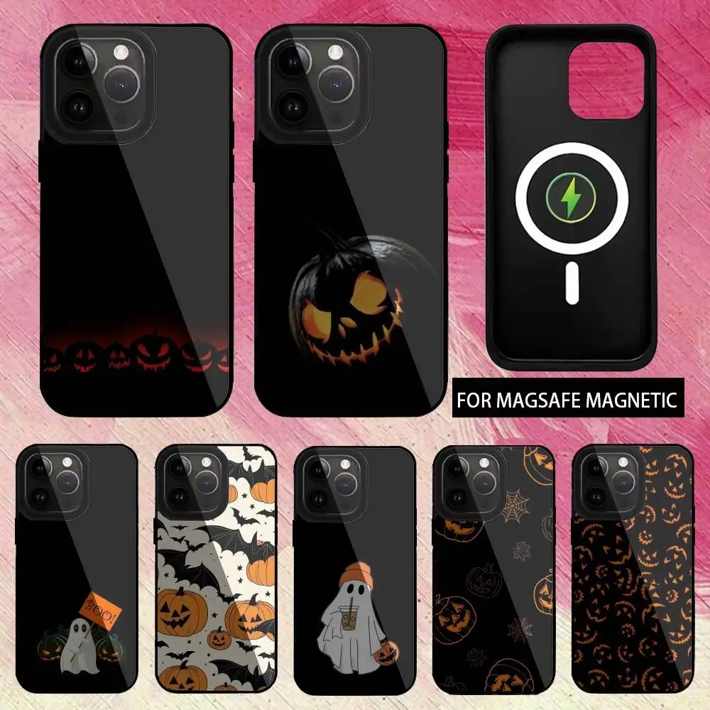 

Halloween Pumpkin and Spooky Phone Case For iPhone17,16,15,14,13,12,11 Plus,Pro Max Magnetic For Magsafe Wireless Charging