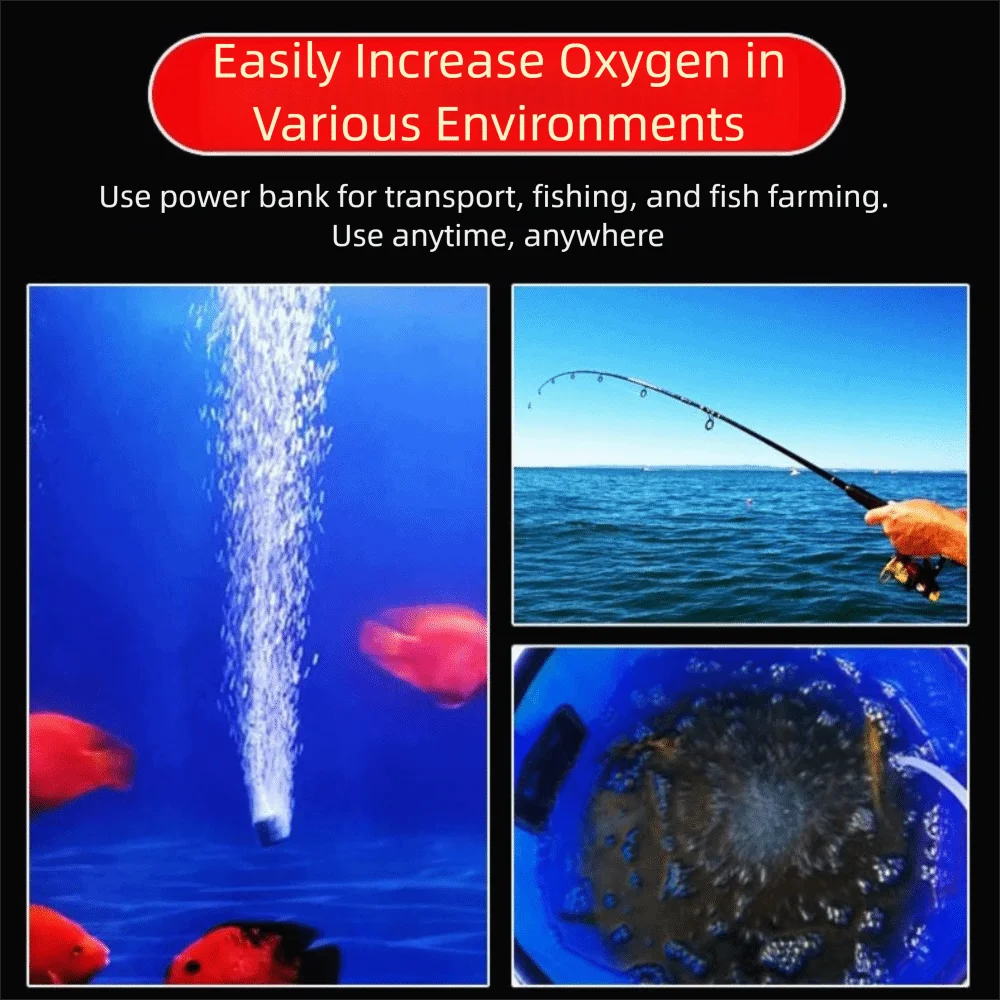 Portable Silent Fish Water Pump Mini 5V 1W Air Compressor USB Charging Adjustable Speed Aerator Oxygenator Fish Tank