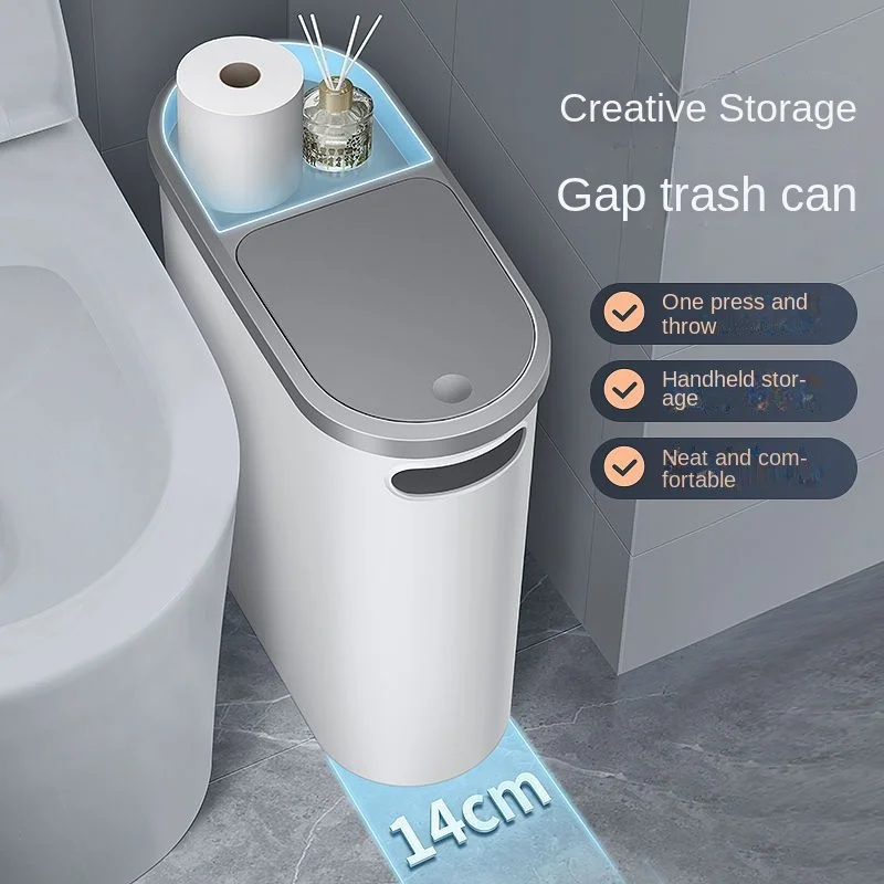 

Cracked Trash Can Bathroom Household Push-type Toilet with Cover Living Room Bedroom Kitchen Large Capacity