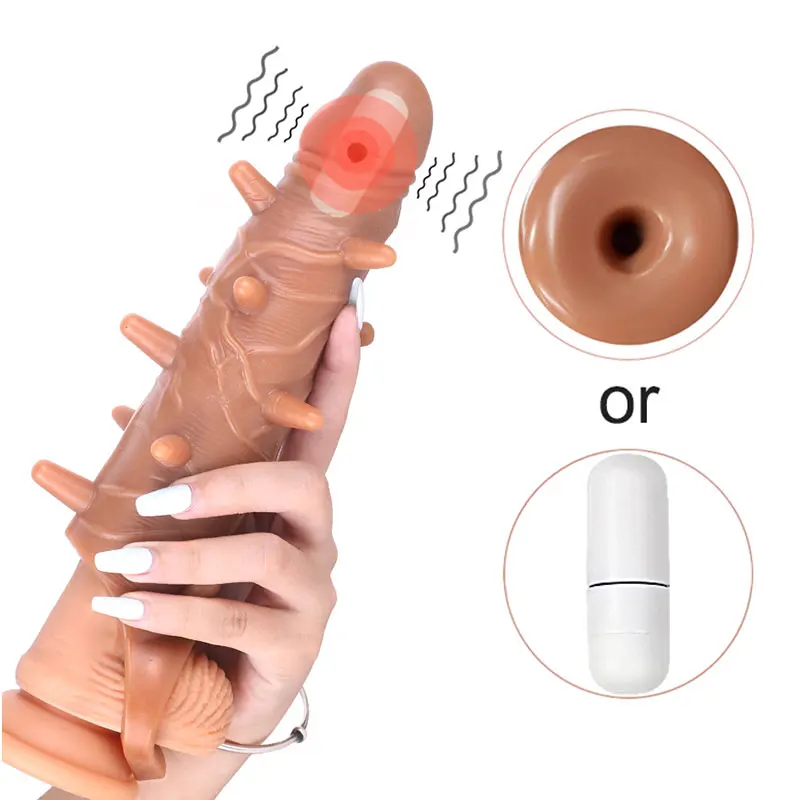 Reusable Penis Sleeve Extender Dildo Sex Toys For Man Vibrator 18+ Silicone Extension Reusable Condom Cock Sleeve Sex Shop