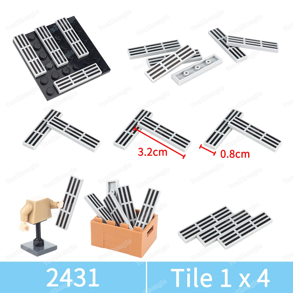 2431 خطوط مصبغة سوداء نمط بنة 1x4 البلاط المطبوعة MOC أرقام العسكرية مطابقة الملحقات المشهد نموذج دمى هدايا