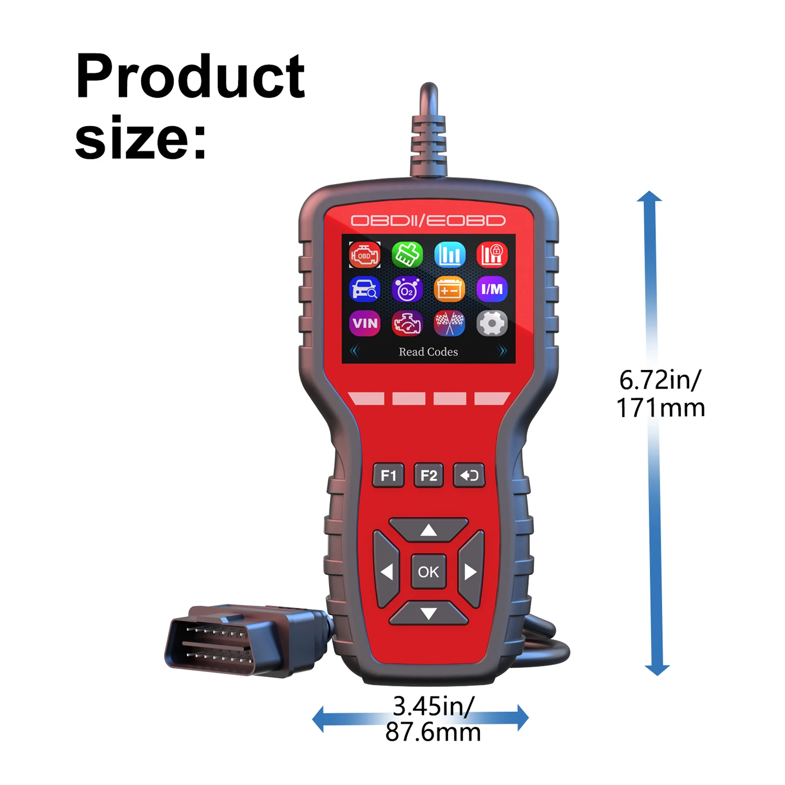 Escáner K2 OBD2, herramienta de diagnóstico de coche para coches EOBD, lector de código de error para reinicio OBDII/EOBD Escáner OBD datos en vivo y lectura de I/M