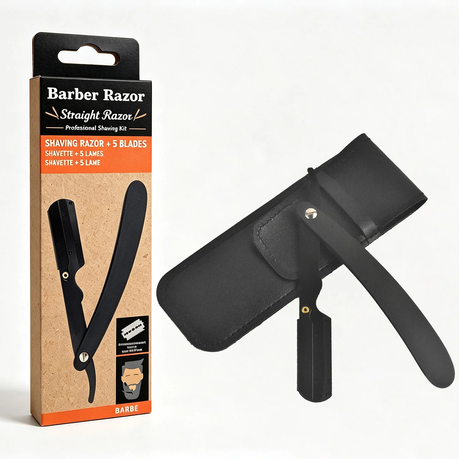 Straight Razor, Barber Shaving Razor, Hair Shaver, with Blade Cover, Reusable Durable, for Home & Salon Use