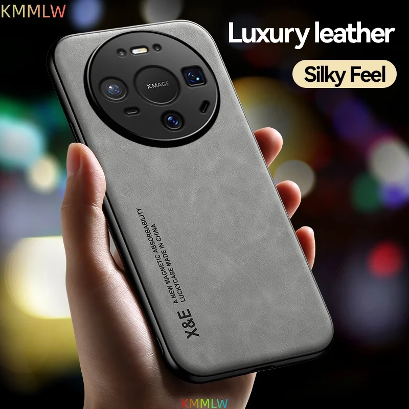 Luxury Leather Case For Huawei Mate 60 70 80 Pro Max Cover With Metal Plate Support Car Hold Huawei Mate 70 Air view 2