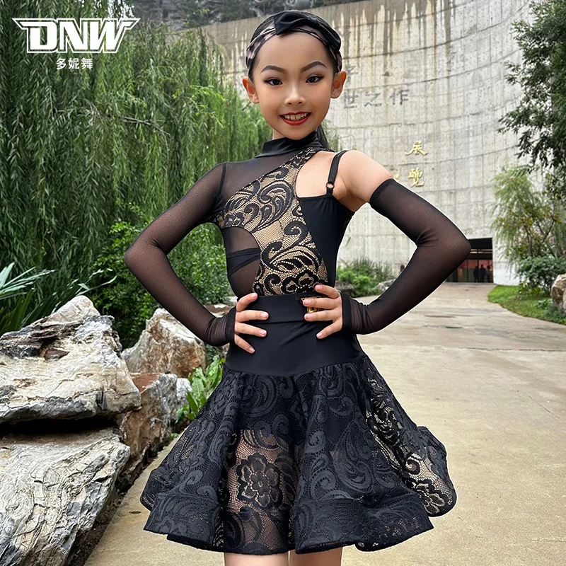 High end children's practice set training Latin dance dress girls' performance costumes vestido baile latino mujer profesional