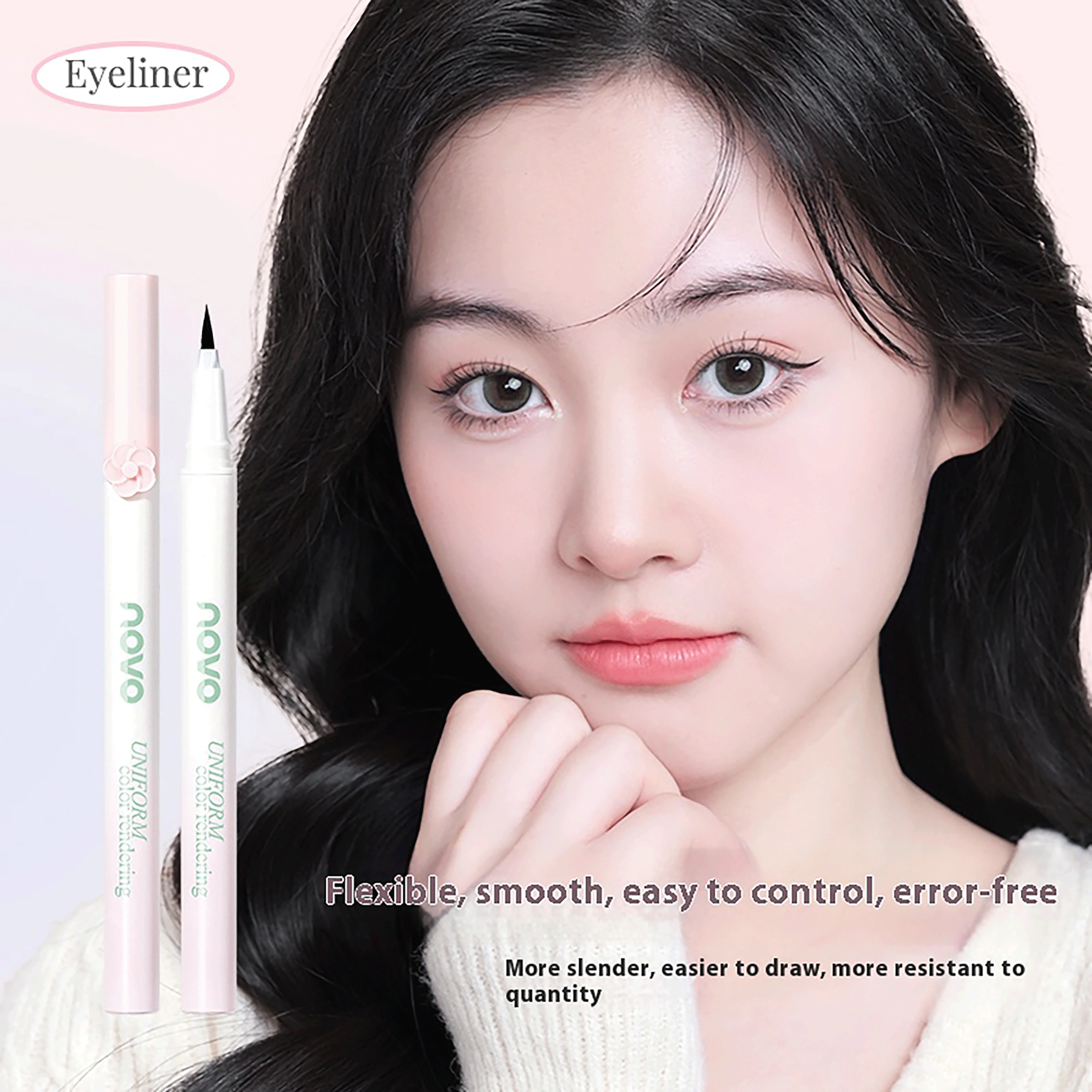 NOVO Wasserfester, schweißbeständiger und wischfester flüssiger Eyeliner-Stift mit langlebiger, schnell trocknender Formel