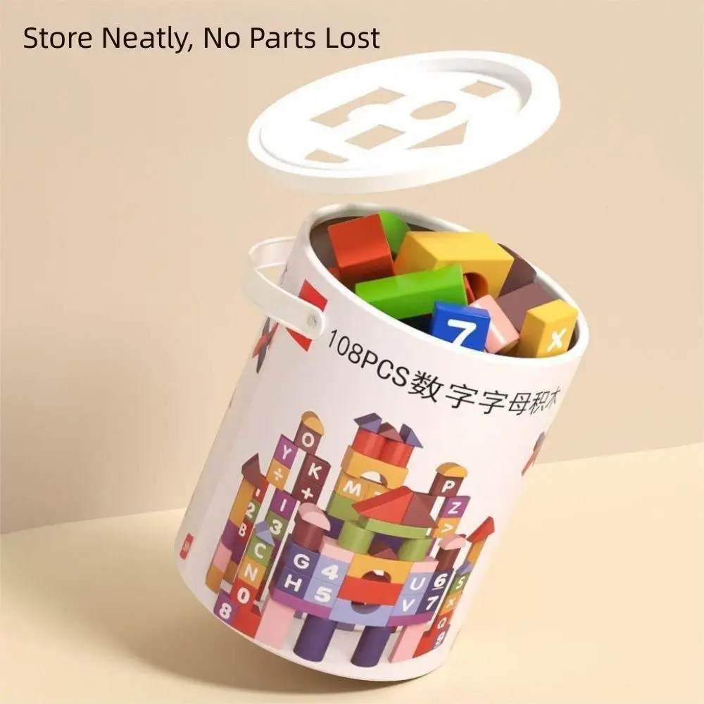 Christmas Gift Wooden Wooden Building Blocks Early Learning With Storage Box Assembled Building Blocks Wooden Toys For Kids