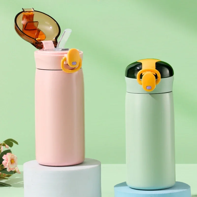 320/460ml Leakproof 304 Stainless Steel Insulated Bottle with Pop-up Lid, Multi-Color Design for Travel & Office