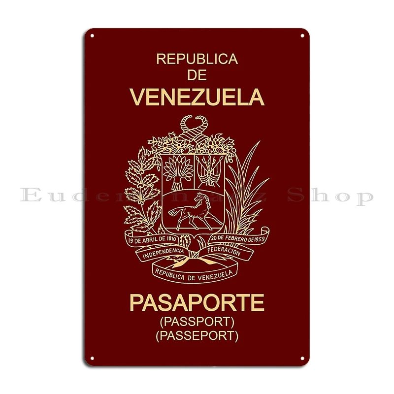Caracas Venezuela Passport Metal Sign Rusty Cinema Mural Customize Wall Caracas Tin Sign Poster