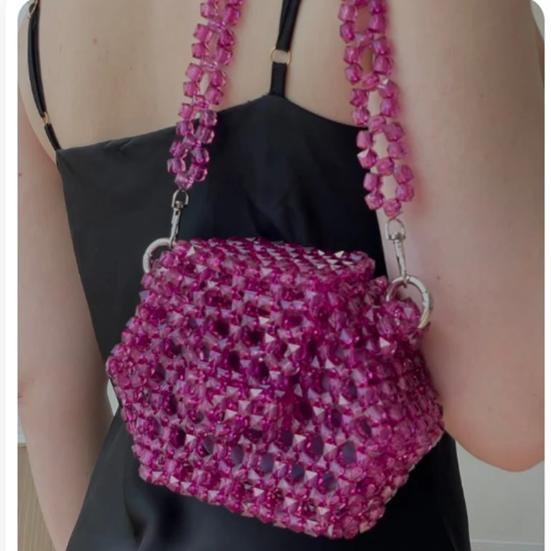 

Fashionable Versatile Crossbody Bags for Woman Personalized Irregular Design Bead Flap Women's Bag Handmade Single Shoulder Tote