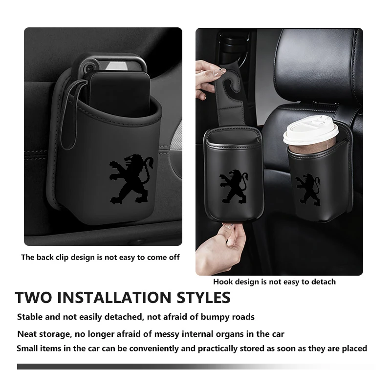 Car Leather Cup Holder Hang Drink Storage Box Accessories For Peugeot Expert Rifter 206 307 308 3008 207 208 407 508 2008 - view 2