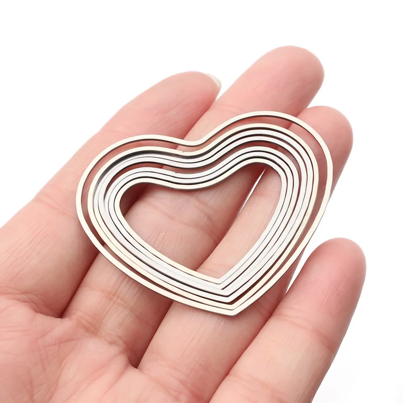 10pcs Stainless Steel Large Love Heart Charms Jump Rings Connector Pendants Jump Rings Connector For Earrings Necklace Jewelry