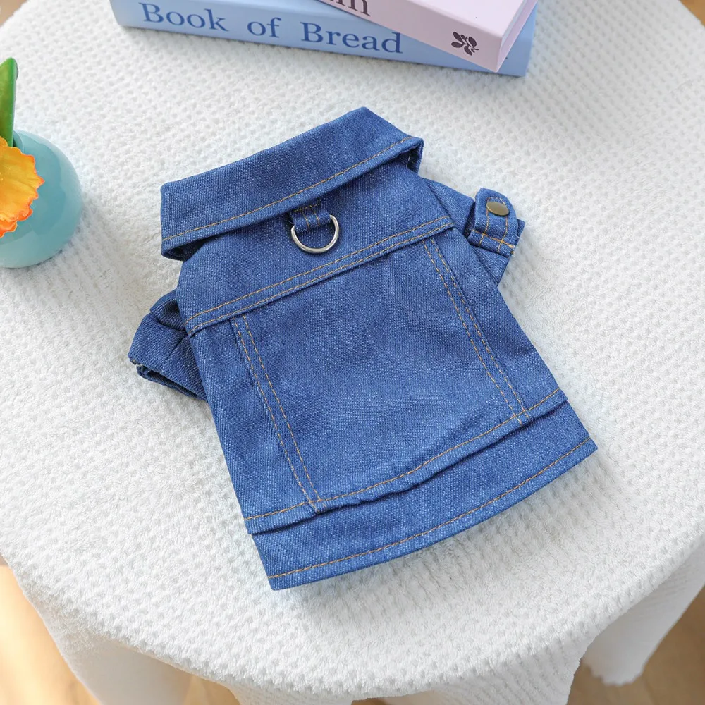 

Cat Clothing Cute Dog Denim Clothes Fashion Blue Puppy Jeans Shirt Sunscreen Pet Costumes Spring Autumn