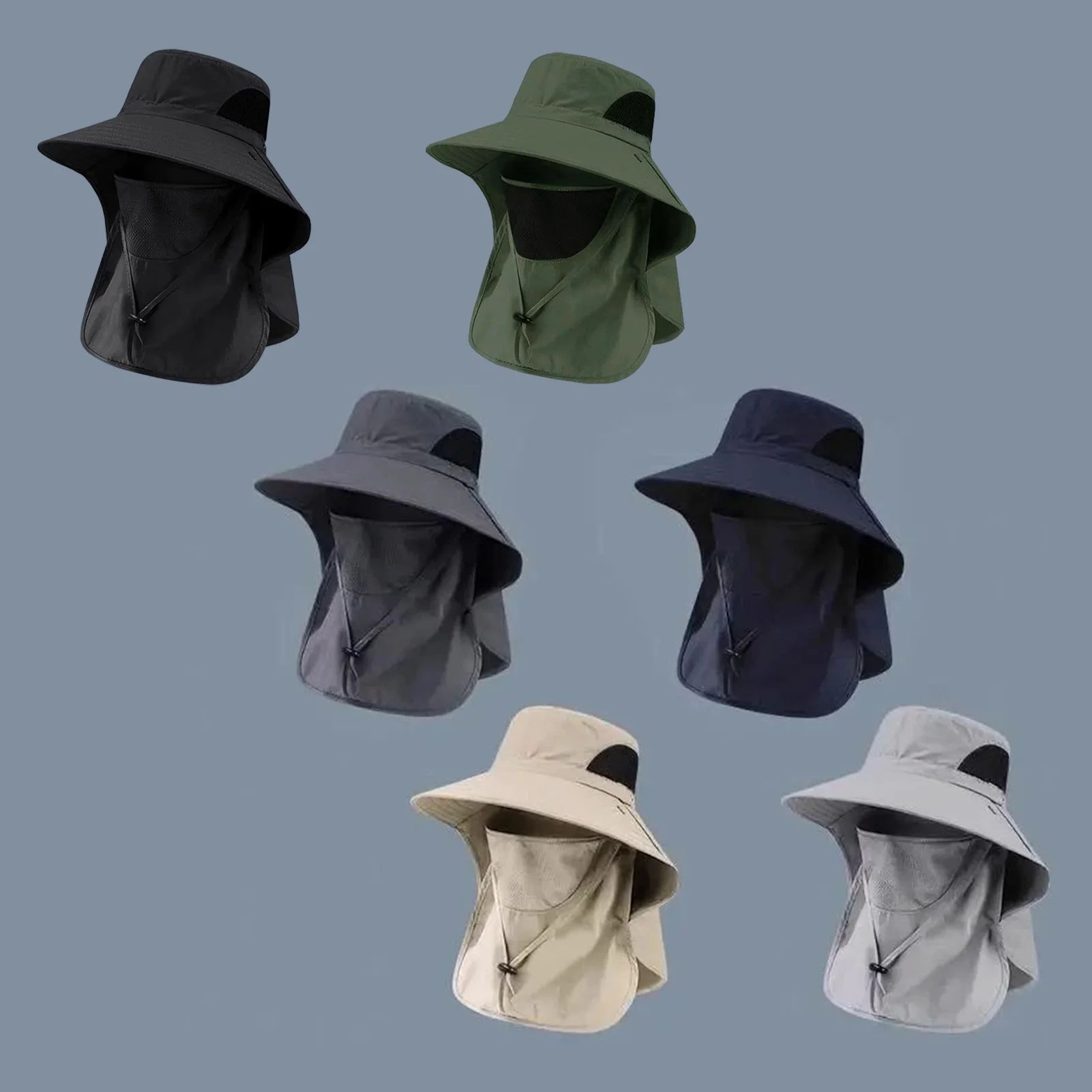 Sun Hat with Neck Cover UV Protection Breathable Adjustable Wide Brim Fishing Hiking Hat for Men Women