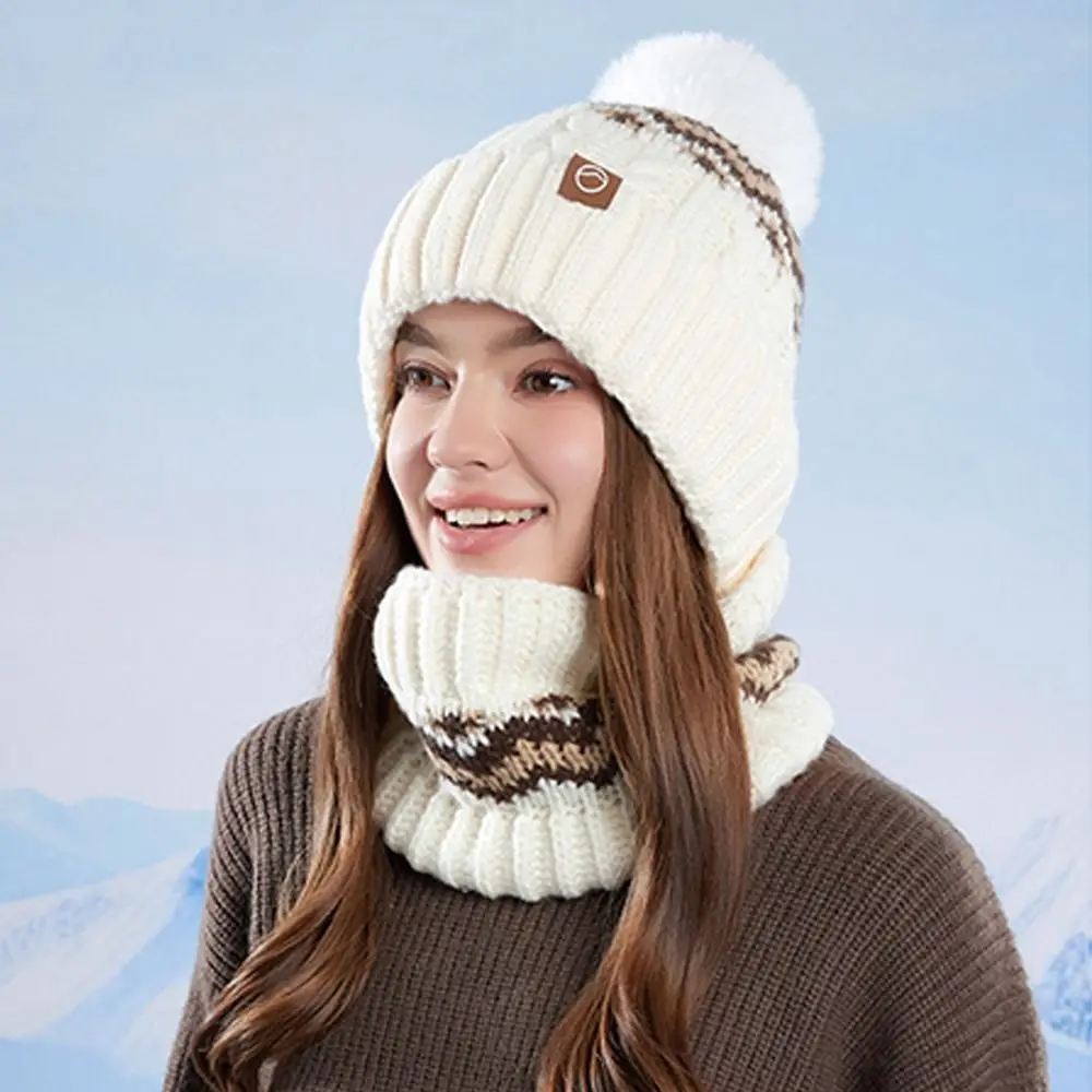 

3 шт./компл., модная теплая зимняя шапка, шарф, перчатки, вязаная шапка с сенсорным экраном, ветрозащитный шарф для защиты шеи, комплект перчаток для мужчин и женщин