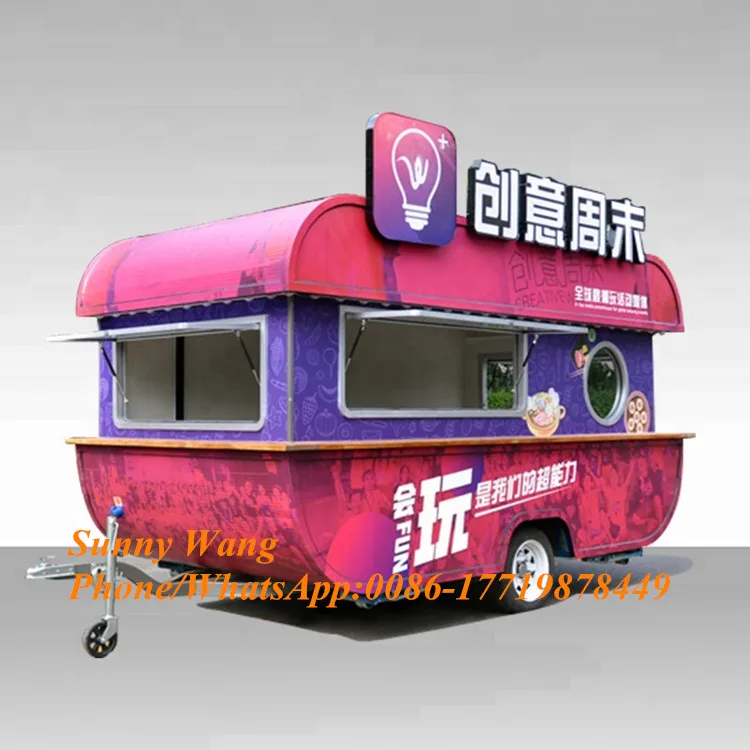 Customized Mobile Kitchen Churros Caravan Coffee cart, Cold Food Truck Frozen Food Cart