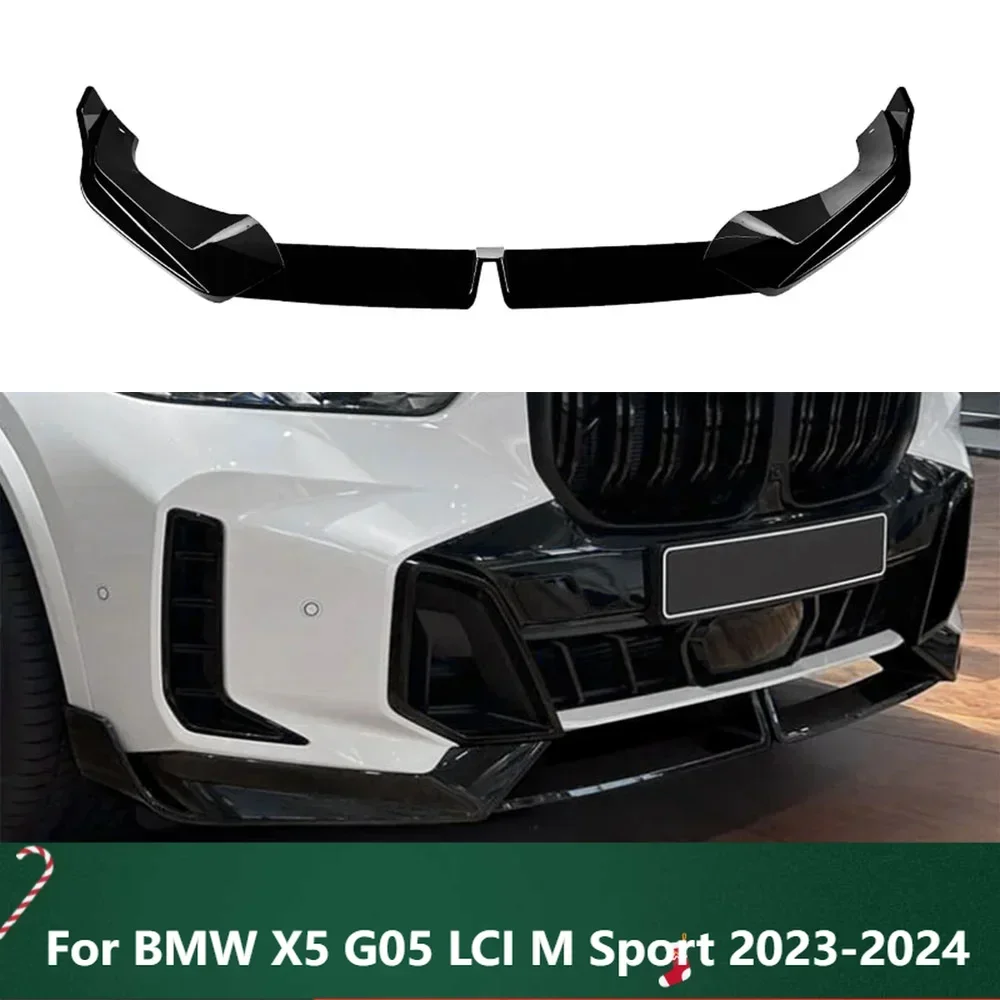 

New！Carbon Fiber Look/Gloss Black Lower Splitter Protector Blade Kit Front Bumper Spoiler Lip For BMW X5 G05 LCI M Sport 2023-20