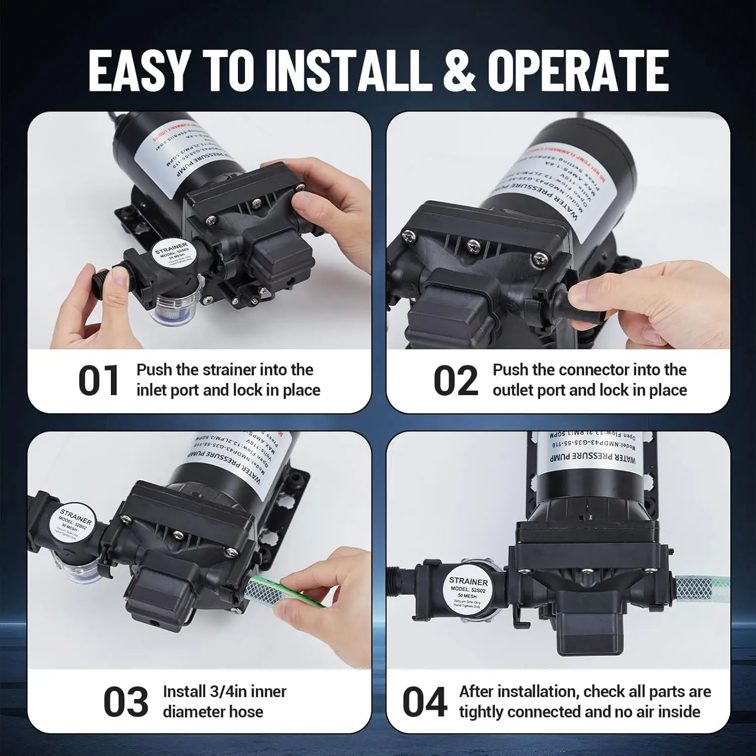 50/55/70 رطل لكل بوصة مربعة مضخة ضغط المياه 3.5/5/5.5 GPM الذاتي فتيلة مضخة الحجاب الحاجز 110 فولت/115 فولت التيار المتناوب ل RV حديقة الري البحرية يخت