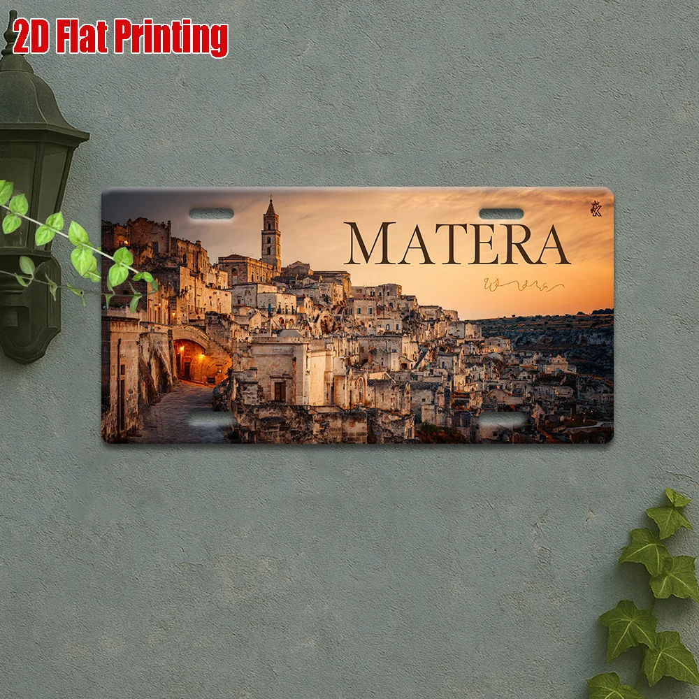 2D Flat - 2D Plan, [], 2D Flat Print, Vintage Metal Plate, Wall Art (12.0inch * 6.0inch), Retro Night View Aluminum Sign of Mate