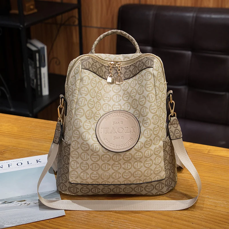 

Fashionable European and American Retro Large-Capacity Women's Backpack Versatile Travel Women's Shoulder Bag Printed Decoration