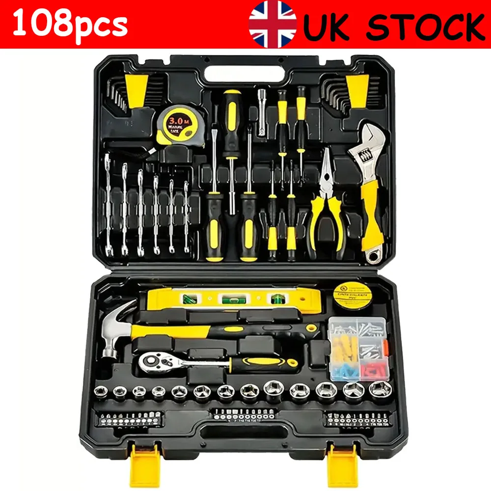 108PCS Tool Set Household Hardware Hand Tool Set Car Auto Repair Set Tool Box Key Wrench Set screwdriver