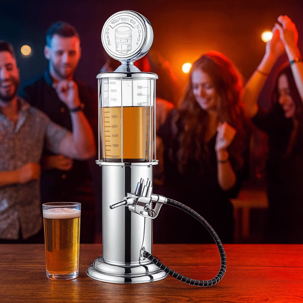 

Creativity Single Pump Wine Dispenser 900ML Retro Style Beer Tower Plastic Drop Resistant Liquor Dispenser KTV